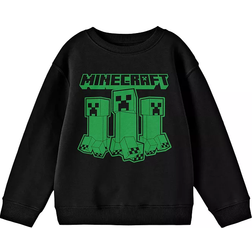 Minecraft Boy's Creepers With Logo Crew Neck Tee - Black