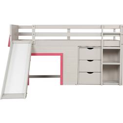 Costway Pine Wood Loft Bed with Slide and Ladder