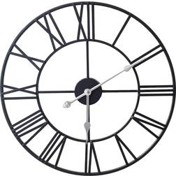 Klass Home Collection Silent Non Ticking Roman Numerals Black Wall Clock 60cm