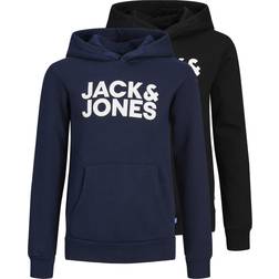 Jack & Jones Junior Logo Hoodie 2-pack - Blue/Black (12210980)