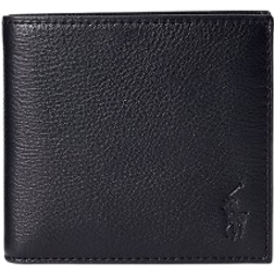 Polo Ralph Lauren Pebbled Leather Billfold Coin Wallet - Black