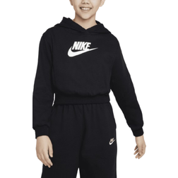 Nike Sportswear Club Fleece Older Kids' Girls' Crop Hoodie Black