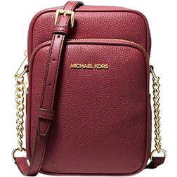 Michael Kors Jet Set Travel Medium Pebbled Leather Crossbody Bag - Oxblood