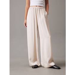 Calvin Klein Satin Relaxed Trousers - Cream