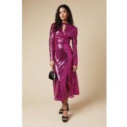 Dorothy Perkins Petite Pink Sequin Keyhole Midi Dress - Pink