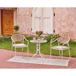 Outdoor Essentials Lillian Neutral and White Bistro Set, 1 Table incl. 2 Chairs