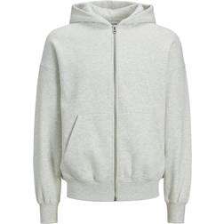 Jack & Jones Oversized Heavyweight Zip Hoodie Light Grey