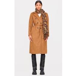 PrettyLittleThing Faux Suede Trench Coat - Camel