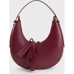 Charles & Keith Carey Crescent Hobo Bag - Burgundy