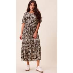 Happy Holly Tris Butterfly Sleeve Dress - Leopard