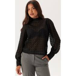Vero Moda Vmbecca Ls High Neck Lace Top - Black