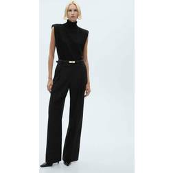 Mango High Neck Belted Jumpsuit - Black