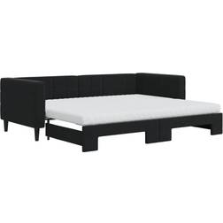 vidaXL Daybed Med Udtræk Og Madras 90x200 cm Velour Sort