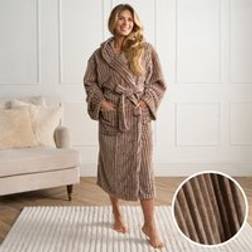OHS Ribbed Fleece Dressing Gown - Mink Brown