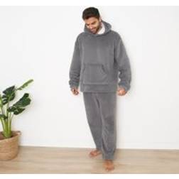 Dreamscene Sherpa Fleece Pyjama Set - Charcoal/Grey
