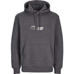Jack & Jones Logo Hoodie Sweatshirt Met Capuchon Donkergrijs