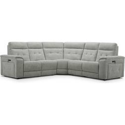 Oak Furnitureland Hopsack Dove Fabric Sofas Large Corner Recliner Sofa