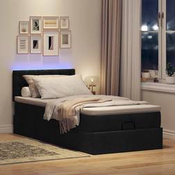 vidaXL Ottoman Seng Med Madras 90x200 cm Stof Sort Sengesæt