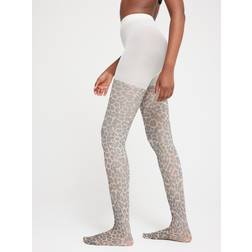 Lindex Leopard Print Tights - Beige/Neutral
