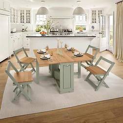 SECONIQUE Santos Folding Drop Leaf Butterfly Table 4 Chairs Dining Set 5pcs