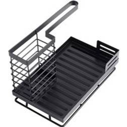 LivingAndHome Black Steel Kitchen Sink Caddy Organizer Utensil Holder
