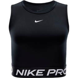 NIKE Women's Pro Dri-FIT Cropped Tank Top - Black/White