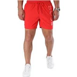 HUGO BOSS Vertical Logo Quick Dry Swim Shorts - Red