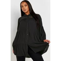 Yours Curve Black Tiered Lace Shirt - Black