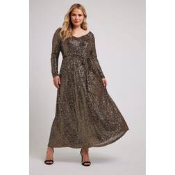 Yours Sequin Maxi Dress - Gold