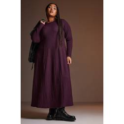 Yours Curve Textured Flared Maxi Dress - Purple
