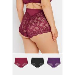 Yours 3 Pack Curve Back High Waisted Knickers - Red/Purple