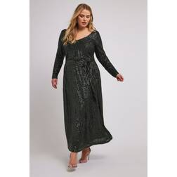 Yours Sequin Maxi Curve Dress London - Green