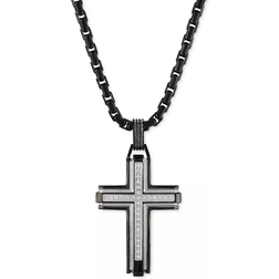 Esquire Men's Two Tone Stainless Steel & 0.16 TCW Diamond Cross Pendant Necklace neutral