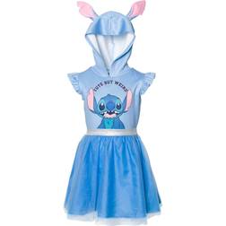Disney Little Girl's Lilo & Stitch Mesh Cosplay Short Sleeve Dress Blue