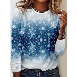 Snowflake Christmas Casual Ombre Long Sleeve Shirt