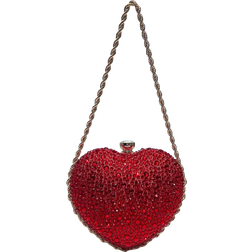 Shein Clutch Bag For Banquet And Formal Occasion, Red Heart Shaped Rhinestone Decor Evening Bag Fashion Handbag With Metal Strap For Women To Be Used