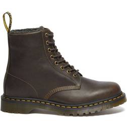 Dr. Martens 1460 Faux Fur Lined Grizzly Leather Lace Up Boots - Olive