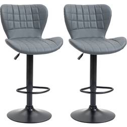 Homcom Leather Grey Bar Stool 109cm 2pcs