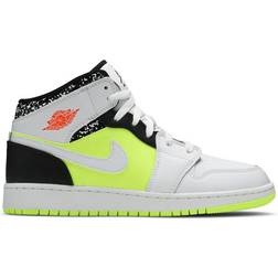 Nike Air Jordan 1 Mid Notebook GS - Hyper Crimson/Volt/White/Black