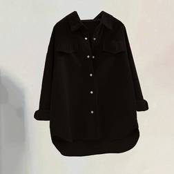 Shein Einfache Lange Ärmel Bluse - Unifarbe