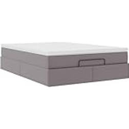 vidaXL Ottoman Med Madrass 140x200 cm Grå 140x200 cm Ramsäng 140x203cm