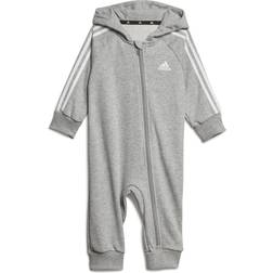 Adidas Infant Essentials 3-Stripes French Terry Bodysuit - Medium Grey Heather/White