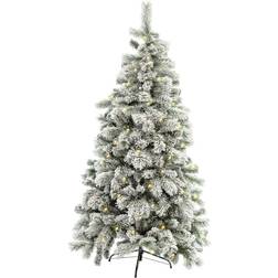 The Christmas Workshop Pre-Lit Deluxe Snowy Realistic Artificial Green Christmas Tree 180cm