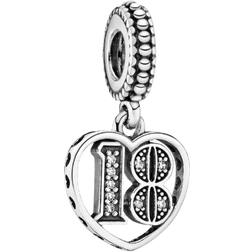 Pandora 18th Celebration Dangle Charm - Silver/Transparent