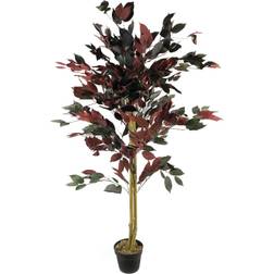 Leaf B09PHQN2TZ Green and Red Ficus Artificial Plant