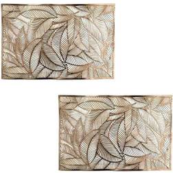 Homescapes Floral Leaf Decorative Place Mat Gold (45x30cm)