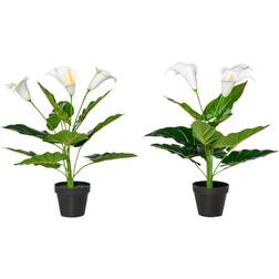 Homcom Artificial Realistic Calla Lily White Artificial Plant 2pcs