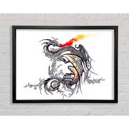 Wallart-Direct East Asia Dragon Standard Black Framed Art 30.5x20.3cm