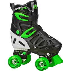 Roller Derby Trac Star Adjustable Skates for Kids, Beginners, Youth Black/Green (3-6)