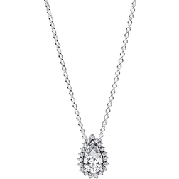 Pandora Sparkling Pear Halo Collier Necklace - Silver/Transparent